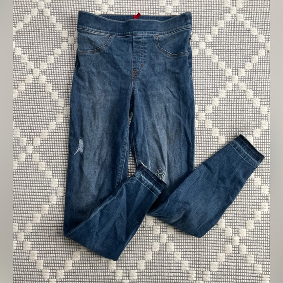 Spanx Distressed Ankle Skinny Jeans (Medium Wash) - Picture 5 of 12